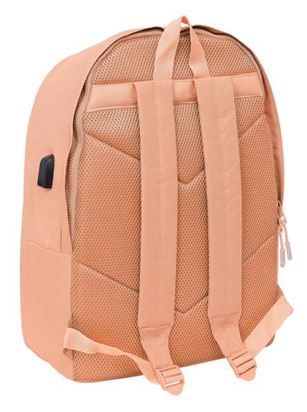 Safta Munich Basicos, sac à dos double pour ordinateur portable 15,6" avec chargeur USB, couleur pêche, dimensions 31 x 44 x 18 cm