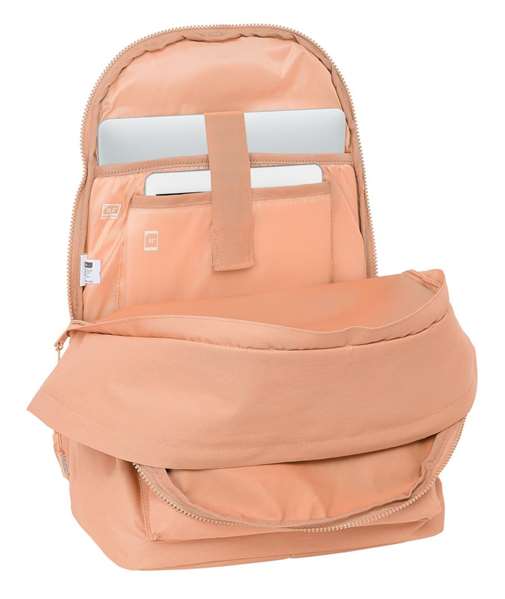 Safta Munich Basicos, sac à dos double pour ordinateur portable 15,6" avec chargeur USB, couleur pêche, dimensions 31 x 44 x 18 cm