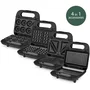 Weasy JOY600 Appareil à croque-monsieur 4 en 1, 750W, 4 plaques interchangeables antiadhésives pour sandwichs, gaufres, grillades et donuts