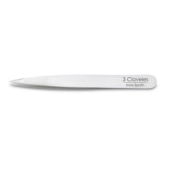 Tres Claveles - Pince à épiler droite en acier inoxydable, 10 cm, pour une saisie ferme, modèle D 3C Tres Claveles - Pince à épiler droite en acier inoxydable, 10 cm, pour une saisie ferme, modèle D 3C