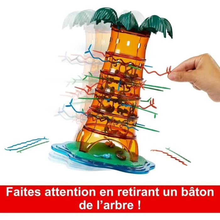 Mattel Games HTW65 SOS Ouistiti : Panique dans l'arbre - Jeu de société d'adresse familial, 2+ joueurs, à partir de 5 ans