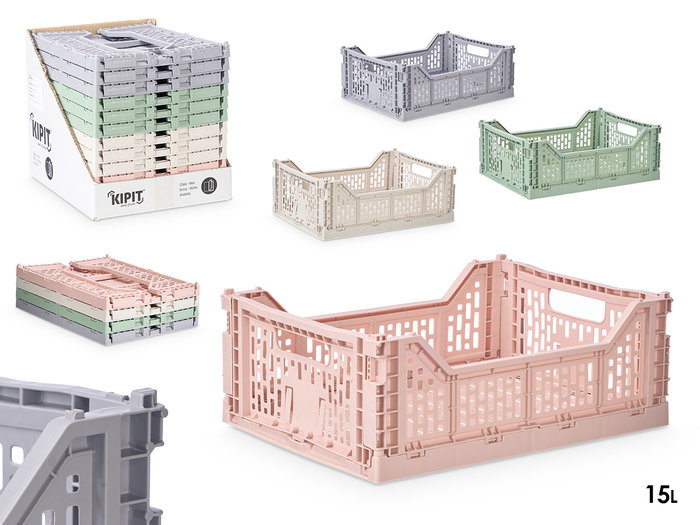Kipit Boîte Pliable Multiusage 15L 40x15x30 cm Plastique Beige Gris Rose Vert (Set de 12) Kipit Boîte Pliable Multiusage 15L 40x15x30 cm Plastique Beige Gris Rose Vert (Set de 12)