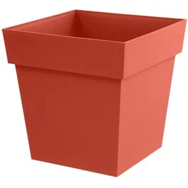 Eda Pot de Fleurs Toscane Carré, 50 cm, 87 L, Intérieur/Extérieur, Anti-UV et Gélif, 49.5x49.5x52.5 cm, Couleur Orange Terre Battue, Garantie 7 Ans