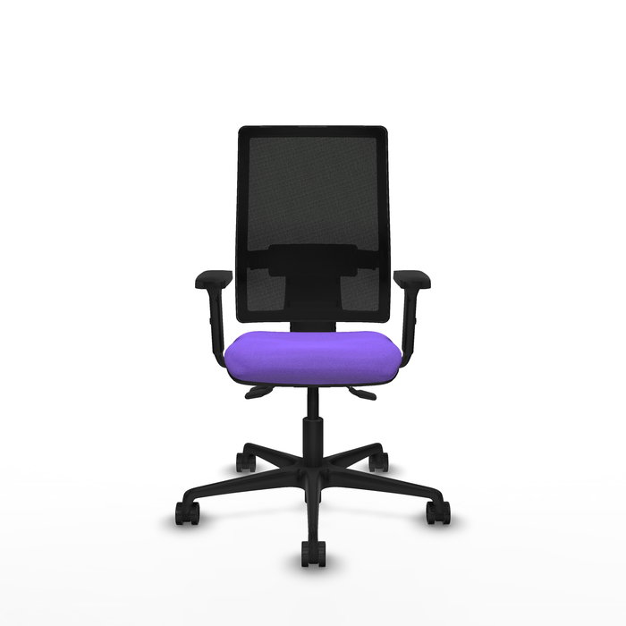 Chaise Bormate Asynchrone tissu Violet Maille Noir Base en nylon noir Accoudoir 2D Sans appui-tête Roulettes 65mm nylon