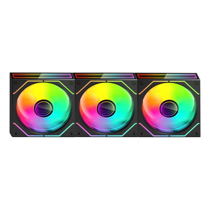 Mars Gaming MF3Dprokit - Kit 3 Ventilateurs ARGB 120mm avec HUB et Télécommande RF, Noir