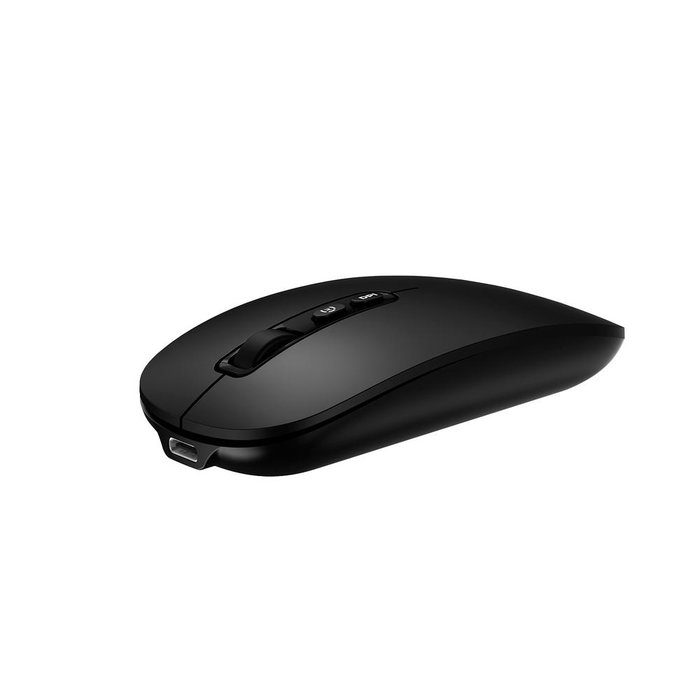 Coolbox Souris Sans Fil IA WA02 - Bluetooth 5.0 & 2.4 GHz - Optique 1000/1600 DPI - Batterie Rechargeable USB-C - Noir