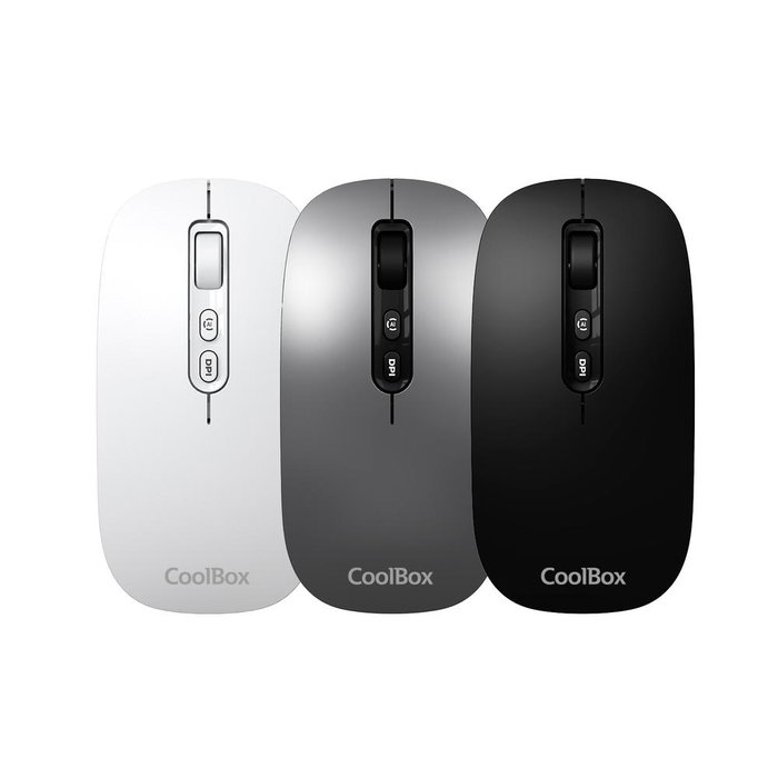 Coolbox Souris Sans Fil IA WA02 - Bluetooth 5.0 & 2.4 GHz - Optique 1000/1600 DPI - Batterie Rechargeable USB-C - Noir