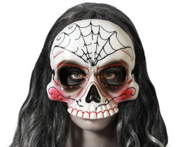 Atosa Masque Calavera Floral Blanc avec détails multicolores pour le Jour des Morts