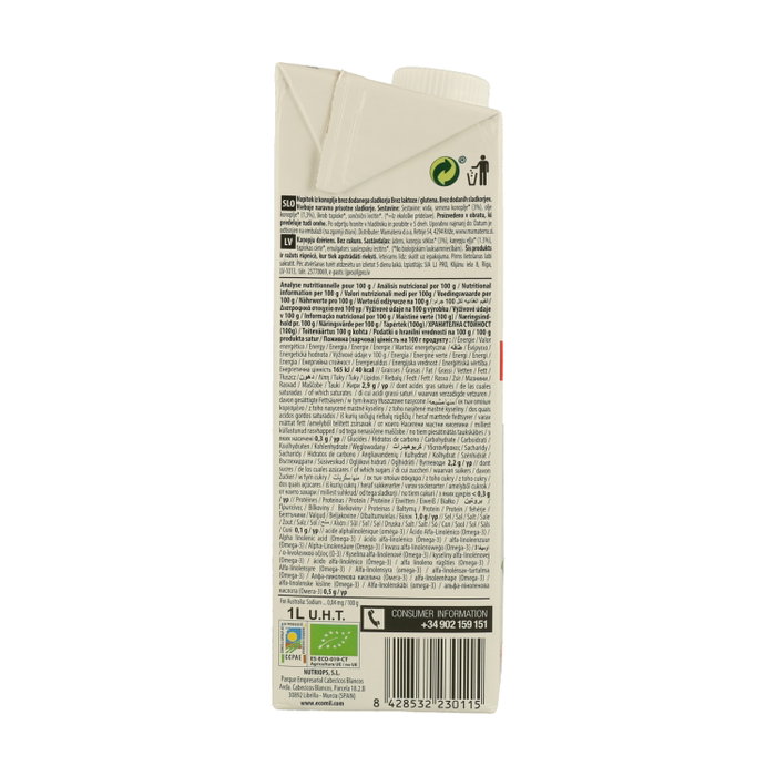 Ecomil Boisson au Chanvre Bio sans Sucre 1L Ecomil Boisson au Chanvre Bio sans Sucre 1L