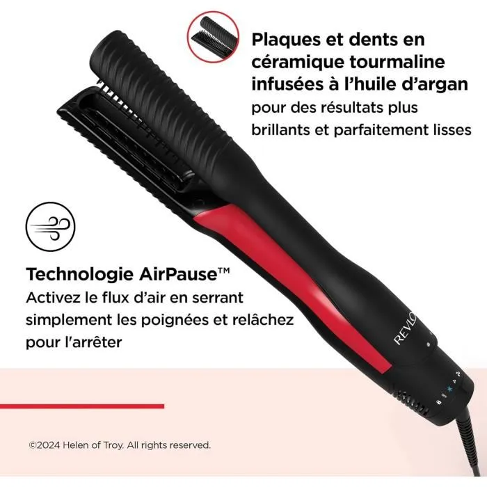 Revlon One Step Air Straight RVDR5330E Sèche Cheveux et Lisseur 2-en-1 Technologie AirPause Noir avec Accessoires
