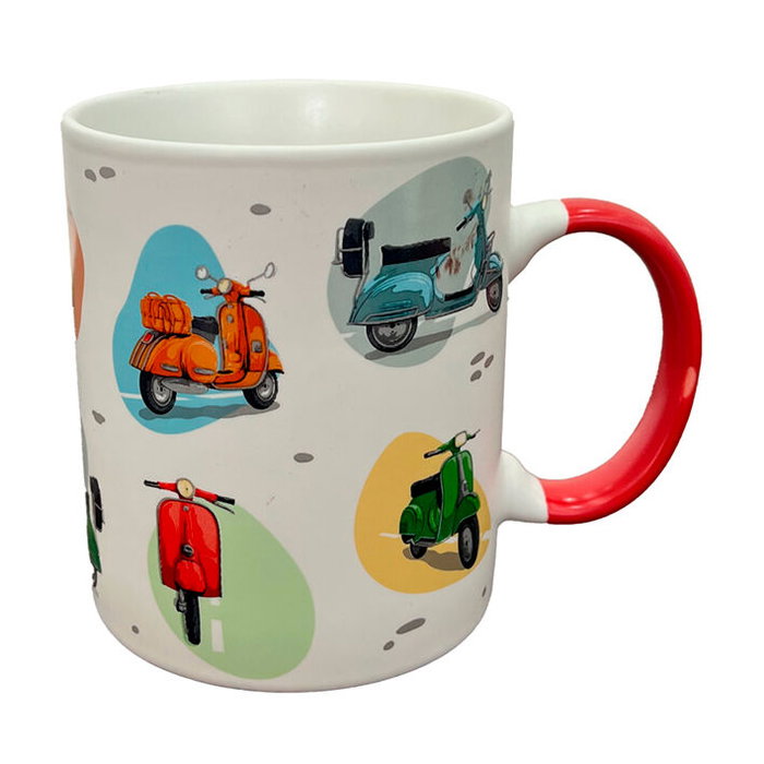 PUCKATOR Tasse Scooters en porcelaine blanche 300 ml - Résistante au lave-vaisselle et micro-i-ondes PUCKATOR Tasse Scooters en porcelaine blanche 300 ml - Résistante au lave-vaisselle et micro-i-ondes