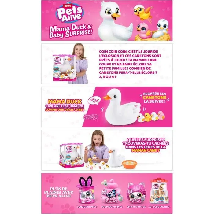 ZURU Jouet Interactif Mama Duck - Canards avec Canetons Suiveurs et Fonction de Surprise - Animation et Bruitage