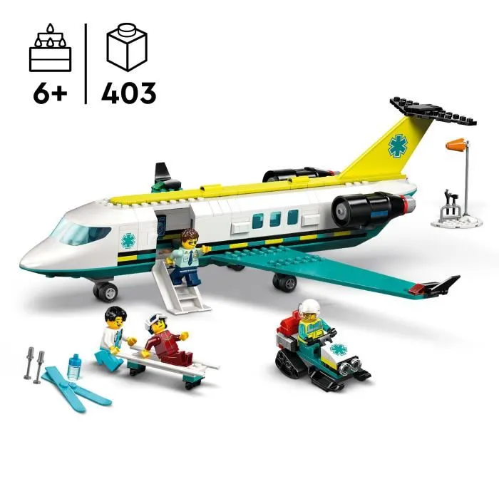 Lego Set 60465 Ambulance de Secours Aérienne - Jeu de Construction City avec Motoneige et 4 Minifigurines pour Enfants dès 6 Ans