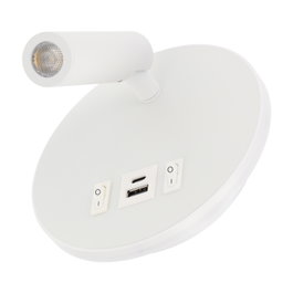 Applique LED Spot Round 9W Blanc avec Sortie USB-C