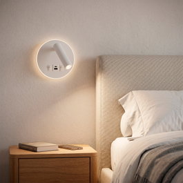 Spot LED rond 9 W orientable avec port USB-C 630 lm 3000 K blanc chaud mural