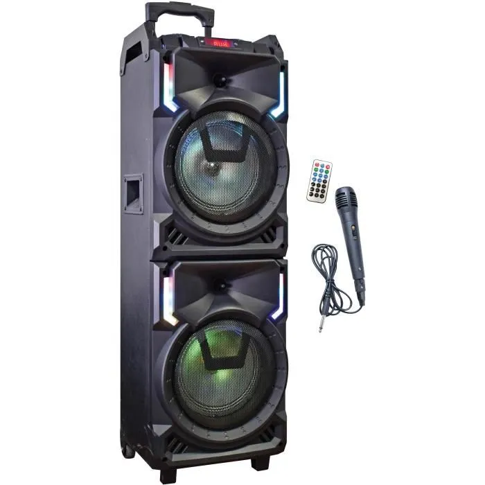 Inovalley MS01XXL Enceinte Nomade Karaoke Trolley Bluetooth 800W avec Ecran LED, USB et Port Micro SD