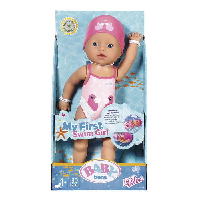 Zapf Creation Baby Born Nadadora 30cm 835302, Poupée Bébé Nageuse Mécanique, Motif Patita Berta, Âge Recommandé +12 Mois