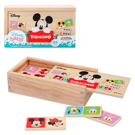 WOOMAX Domino Bébé Disney en Bois - 2 Modèles en 1, 28 Pièces, Taille 19 cm, Pour Enfants 24 Mois et Plus