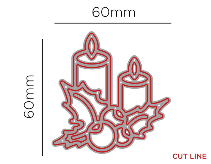 Misskuty Pochoir fin ZAG Noël bougies et houx 60x60mm