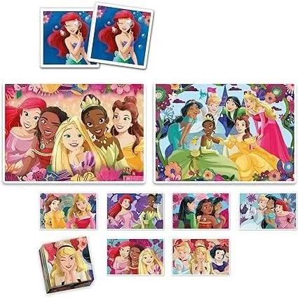 Clementoni Edukit Disney Princesses - Coffret d'apprentissage 4 en 1 avec 2 puzzles, jeu de mémoire et 6 cubes - Développe logique et dextérité