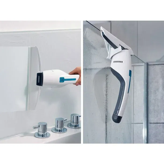 Leifheit Nemo 51035 Aspirateur-laveur de vitres et surfaces salle de bain électrique, maniable avec batterie lithium-ion 45 min et support mural, blanc