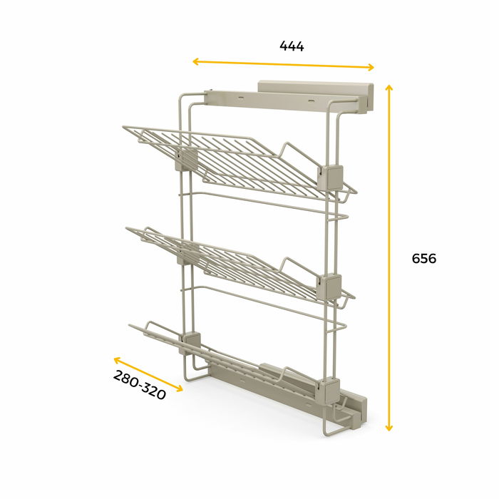 Emuca Porte-chaussures latéral coulissant pour placards et dressing Hack, Gauche, Peint gris pierre, Acier.