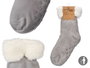 GIFTDECOR Chaussettes Sherpa Adulte Gris Clair