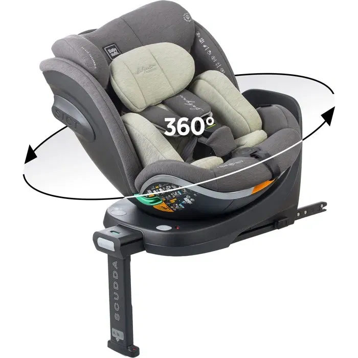 Babyauto Scudda Siège auto pivotant groupe 0/1/2/3 (40-150 cm) i-Size avec réducteur, jambe de force et inclinaison multiple - Olive