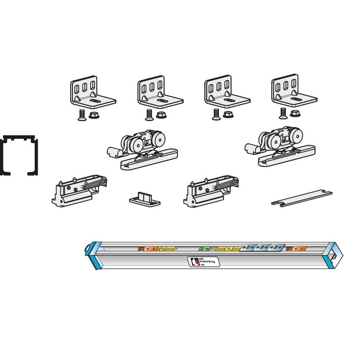 TERNO Kit Eclettica Amortiguado avec profil aluminium 2m pour 1 porte coulissante bois ou verre, charge max 80kg, fermeture amortie