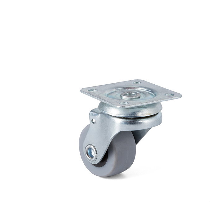 Q&Q Zn- Roulette pivotante en plastique avec jante en caoutchouc Ø30 mm sans antihilo, charge 15 kg