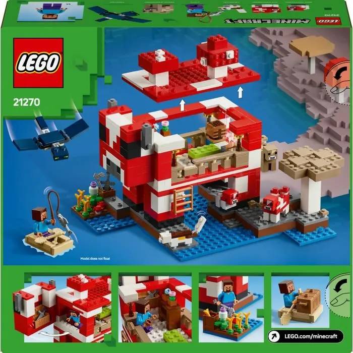 LEGO Minecraft 21270 La maison des Champimeuhs - Jeu de construction avec pièces et figurines - À partir de 8 ans