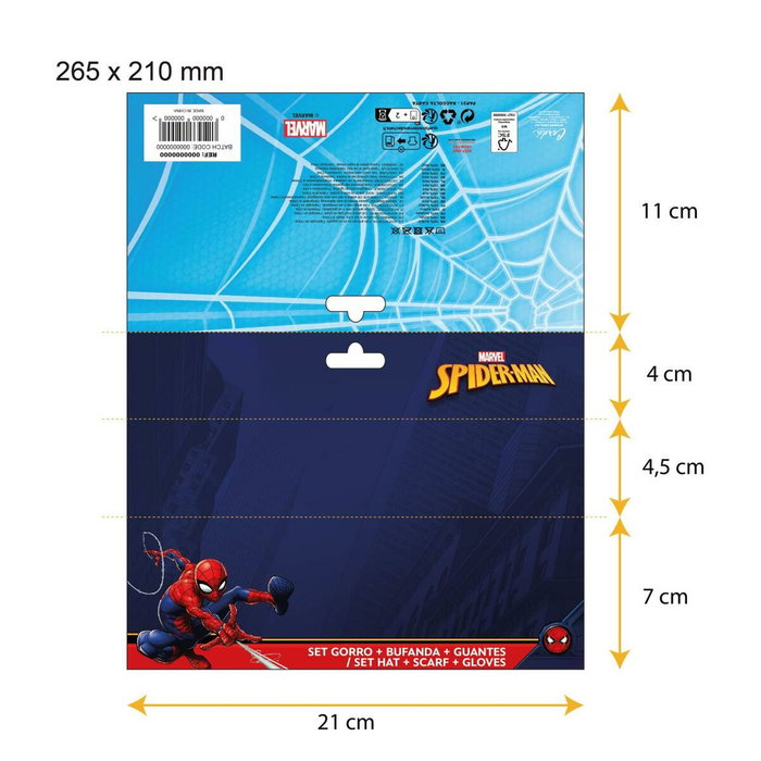 Bonnet et gants Spider-Man Bleu Bonnet et gants Spider-Man Bleu