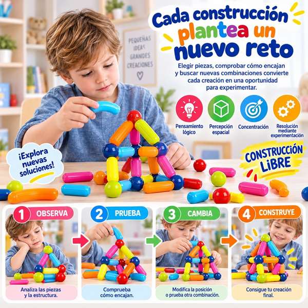 Jugatoys - pequemagnetics Jeu de construction magnétique pour enfants, 84 pièces