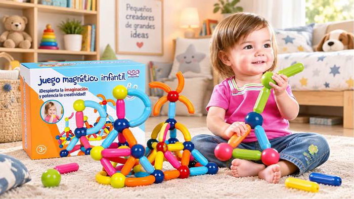 Jugatoys - pequemagnetics Jeu de construction magnétique pour enfants, 84 pièces