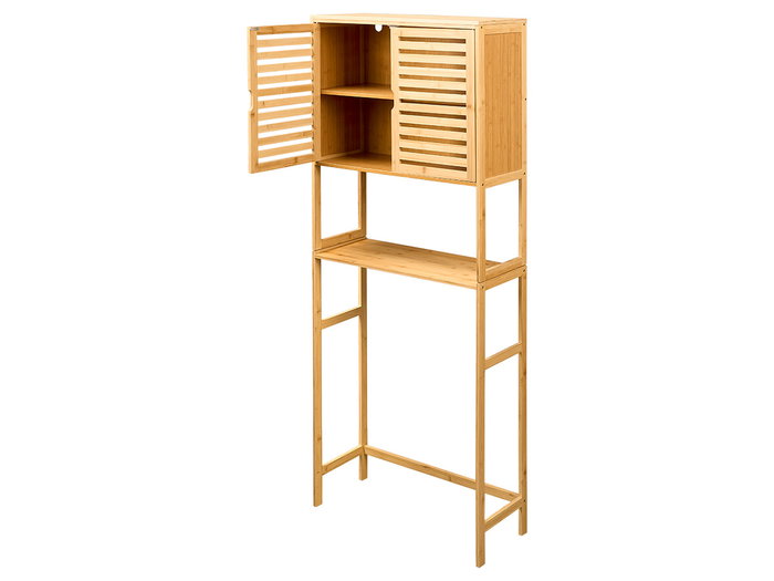 BERILO Meuble de salle de bain haut 2 portes en bambou