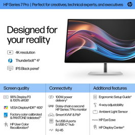 HP HP Series 7 Pro 27 pouces 727pk Écran 4K Thunderbolt 4 IPS Black Noir