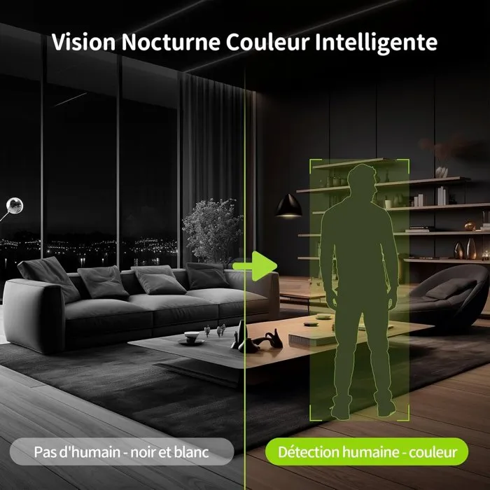 Beans View Caméra de surveillance D210 2K WiFi avec vision nocturne