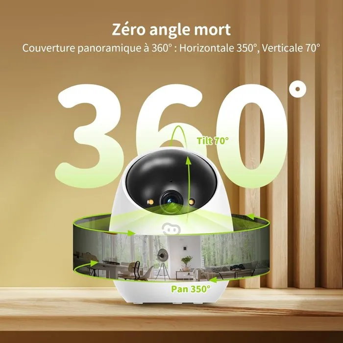 Beans View Caméra de surveillance D210 2K WiFi avec vision nocturne