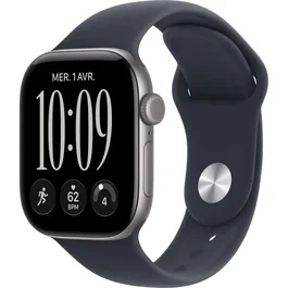 Apple Watch Series 12 GPS - 42mm - Boîtier Aluminium Space Grey - Bracelet Sport Bleu Marine M/L