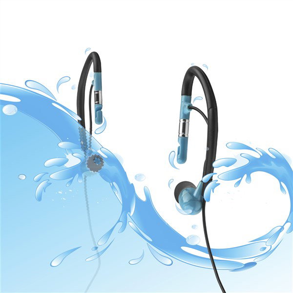 Elbe AU-009-DEP - Écouteurs intra-auriculaires Bluetooth sportifs, étanches IPX8 pour la natation, sonorité puissante avec basses profondes et fixations confortables