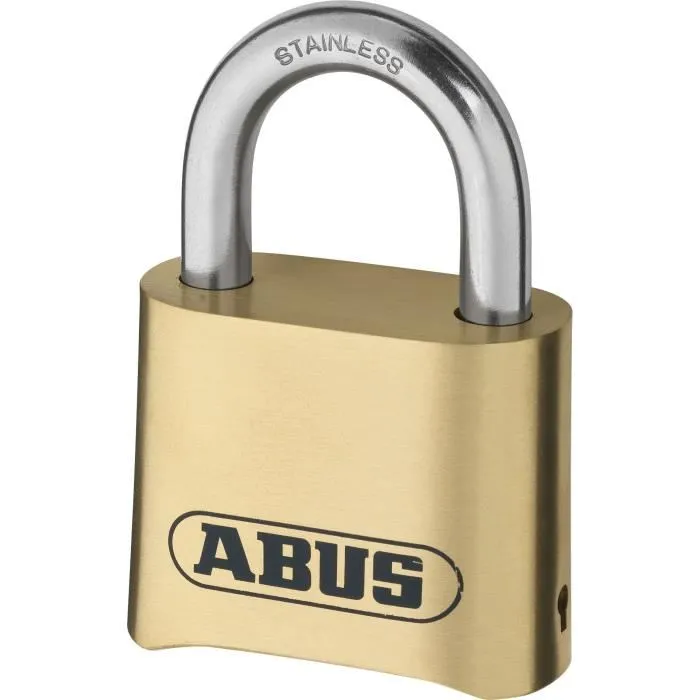ABUS Cadenas à Combinaison 180IB/50 B/DFNLI - Corps Laiton Forgé, Anse Inox - Code Numérique 4 Chiffres - Résistant aux Intempéries
