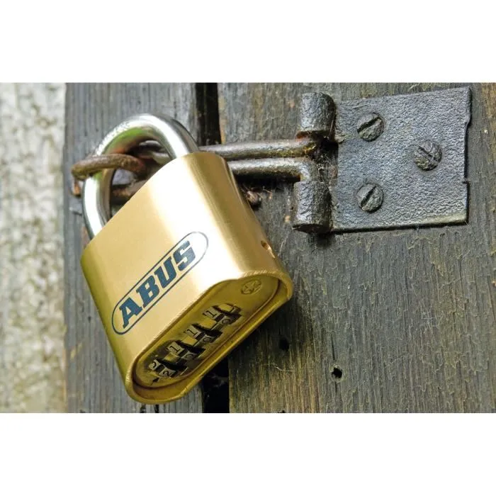 ABUS Cadenas à Combinaison 180IB/50 B/DFNLI - Corps Laiton Forgé, Anse Inox - Code Numérique 4 Chiffres - Résistant aux Intempéries