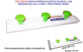 GISDALIA FINSTOCK Percha en plastique verte avec 3 pompons