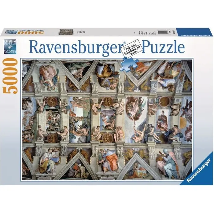 Ravensburger - Puzzle Adulte 5000 Pièces - La Chapelle Sixtine de Michel-Ange - Architecture et Monument - Multicolore - 153 x 101 cm Ravensburger - Puzzle Adulte 5000 Pièces - La Chapelle Sixtine de Michel-Ange - Architecture et Monument - Multicolore - 153 x 101 cm