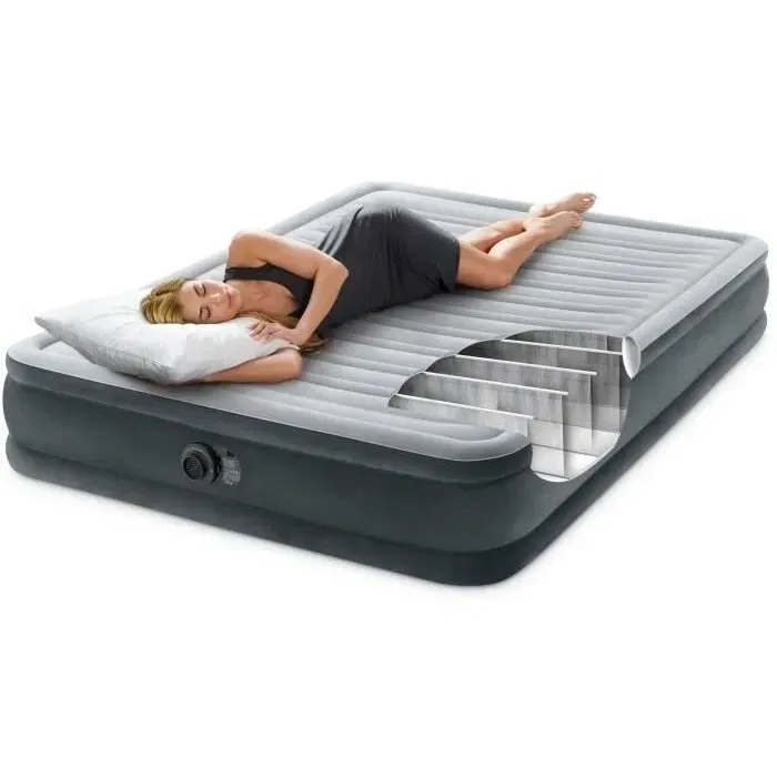Intex - Matelas gonflable 2 personnes 150 x 200 cm, Fiber-Tech, gonfleur intégré