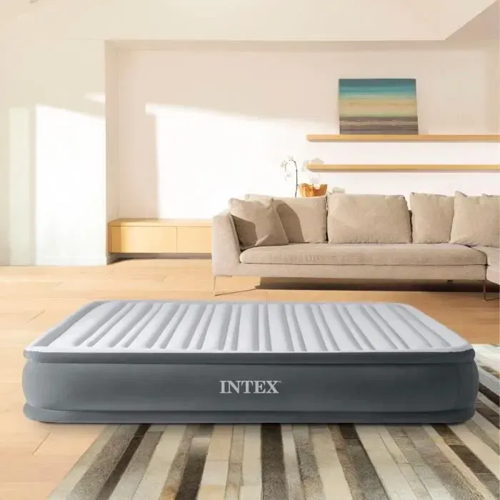 Intex - Matelas gonflable 2 personnes 150 x 200 cm, Fiber-Tech, gonfleur intégré