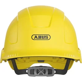 ABUS Casque de protection industrielle Scator Jaune avec suspension 6 points, serre-nuque réglable et visière - pour chantier et industrie