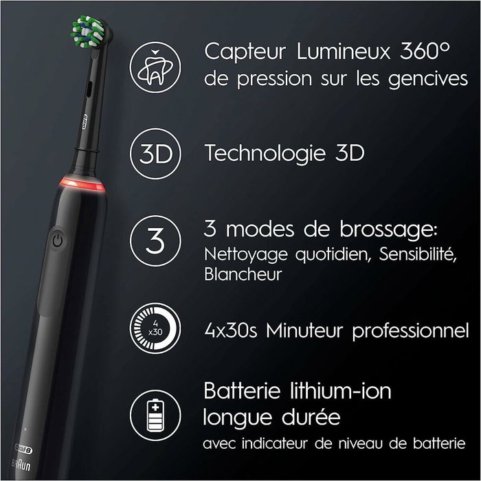Oral-B Toothbrush Pro 3 3000 Cross Action Noir