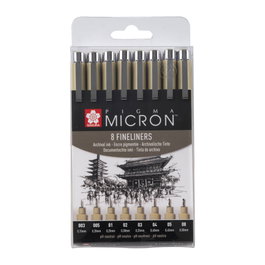 Sakura Pigma Micron estuche de 8 puntafinas negros