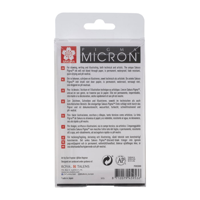 Sakura Pigma Micron estuche de 8 puntafinas negros
